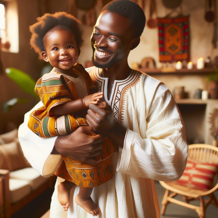 African Parent Graciously Carrying Young Daughter | Cozy Home Joy