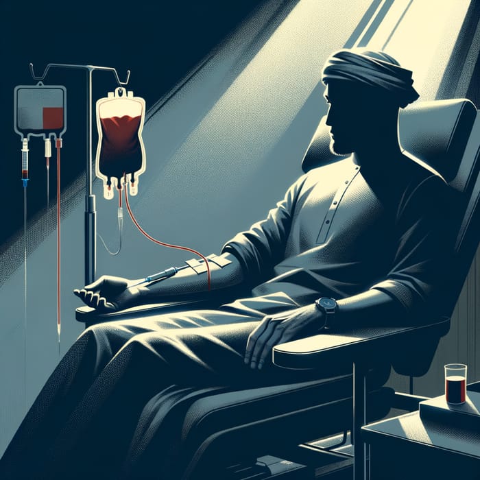 Dark Style Blood Donation by Middle-Eastern Person
