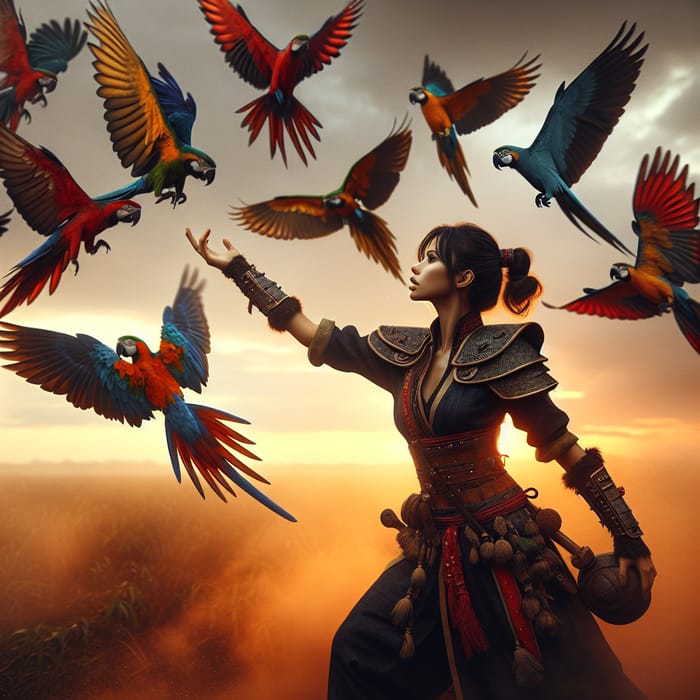 South Asian Warrior Girl Battles and Releases Parrots in Dramatic Scene