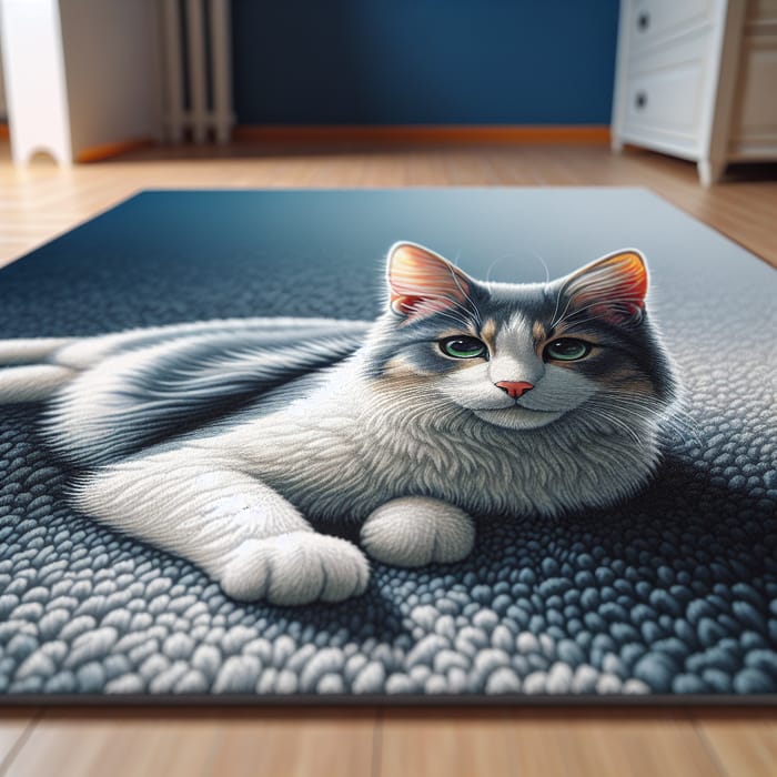 Calm and Serene Cat Relaxing on Plush Carpet