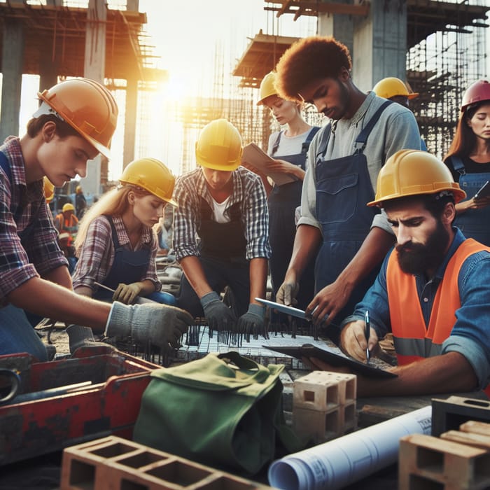 Construction Workers on Industrial Site | Diverse Manual Laborers