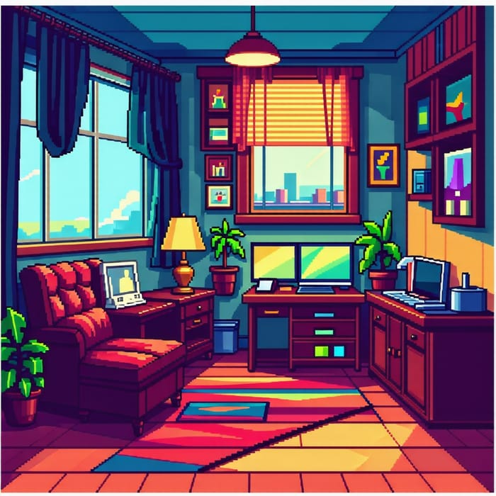 24-bit Pixel Art Cozy Room | Side-Scroller Game Location