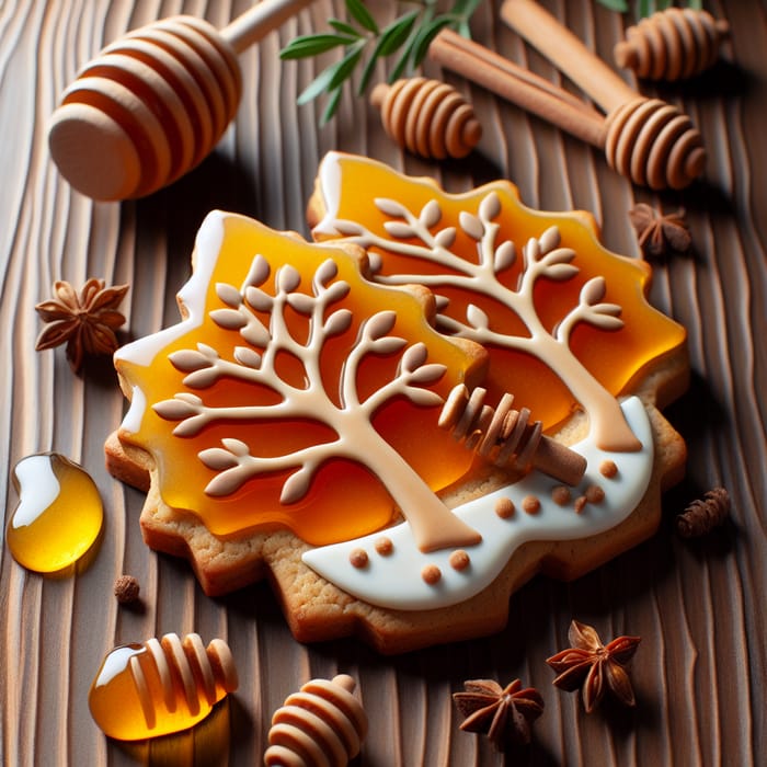 Tree Trunk Shaped Honey Forest Gingerbread Cookie