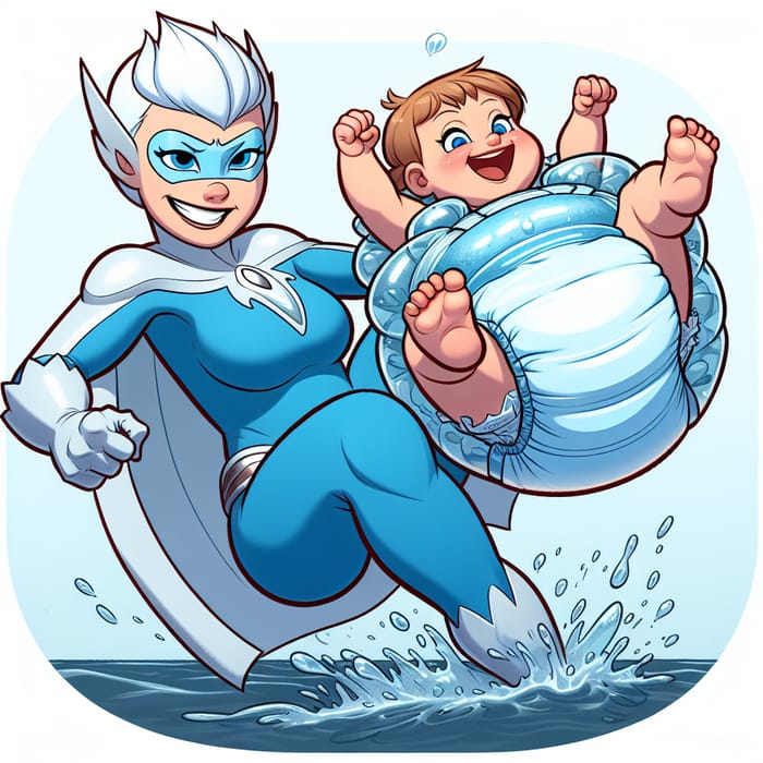 Elsa Superhero with Ice Powers Saves Toddler Girl Over Ocean
