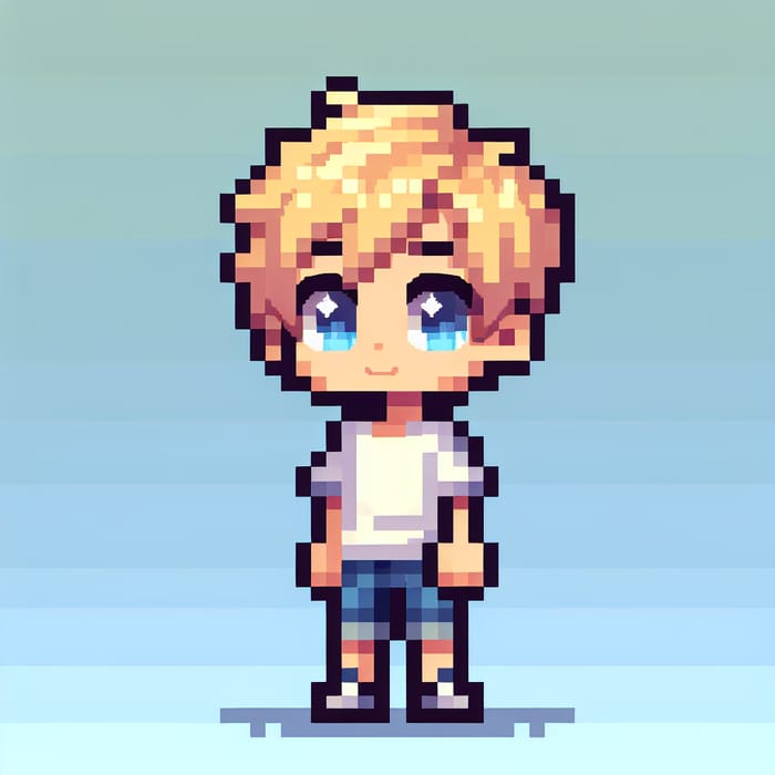 Young Blond Pixel Character - 2D Design