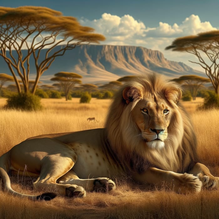 Majestic Lion Resting in Natural Habitat