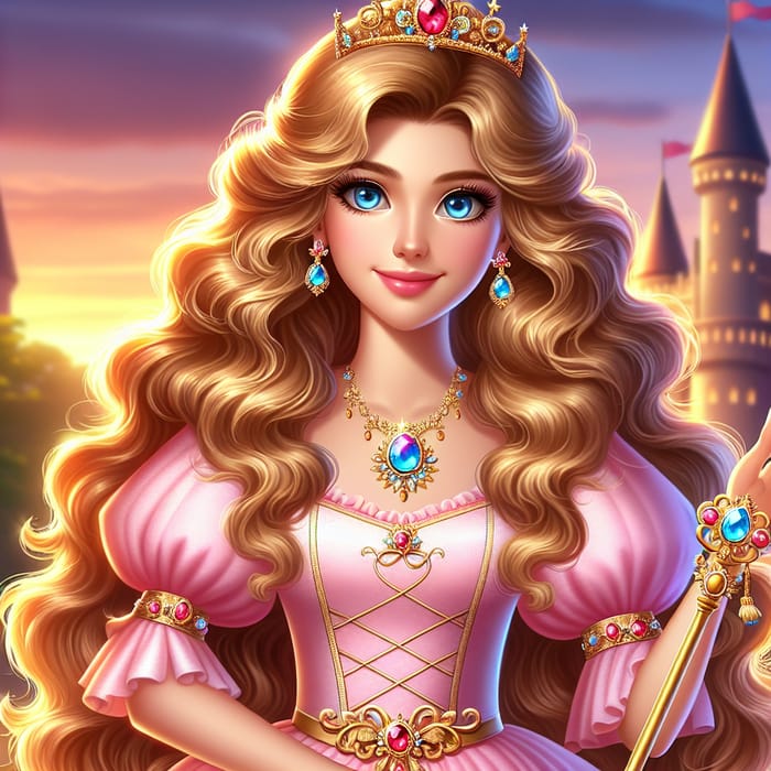 Princess Peach: Enchanting Royalty | Golden-Haired Princess in Pink Dress