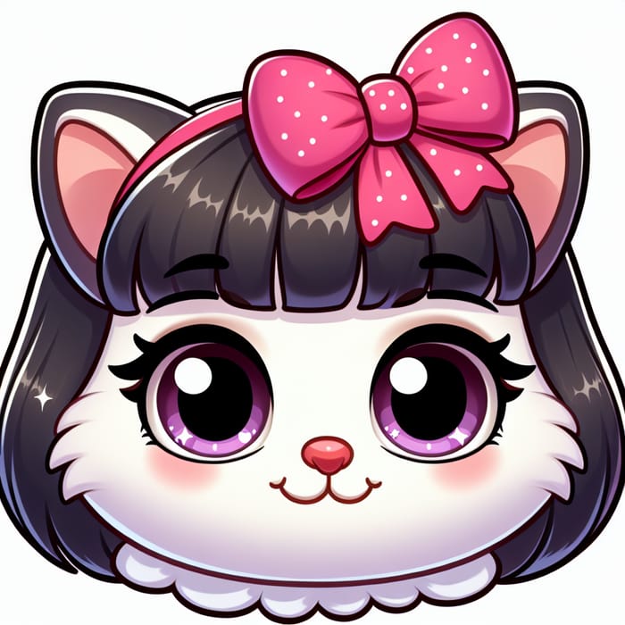 Cute Hello Kitty with Short Bangs - Friendly Cartoon Cat