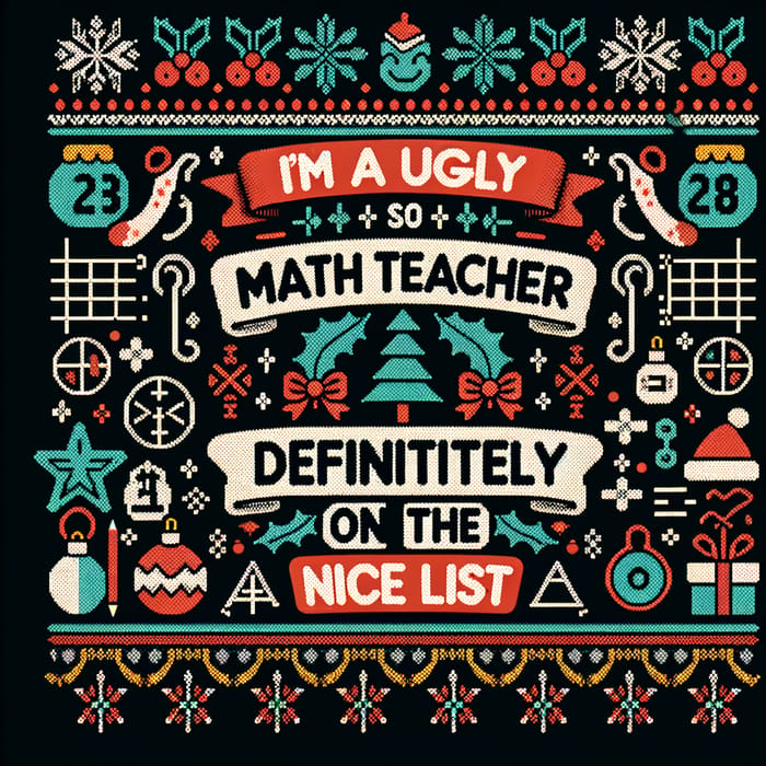 Math Teacher Ugly Christmas Sweater Vector Illustration