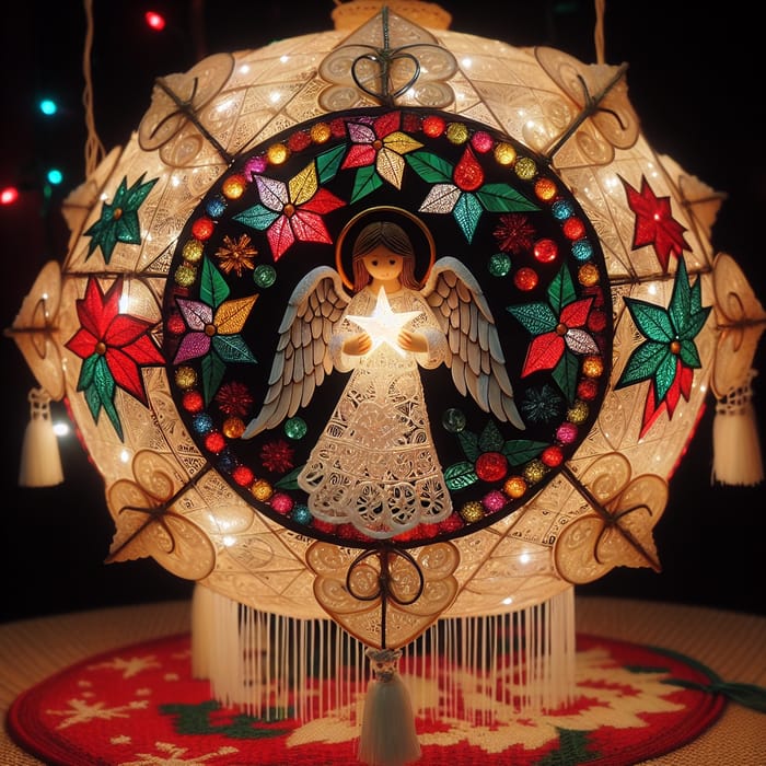 Christmas Parol with Angel & Festive Trim | Unique Holiday Decor