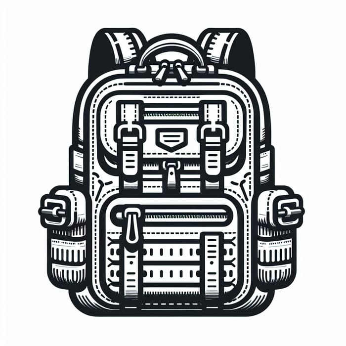 Detailed Backpack Icon Design | Multi-Pocket with Zippers