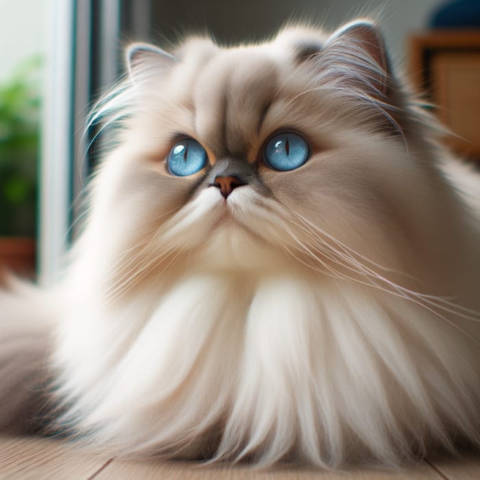 Himalayan Persian Cat with Long Hair and Celestial Blue Eyes