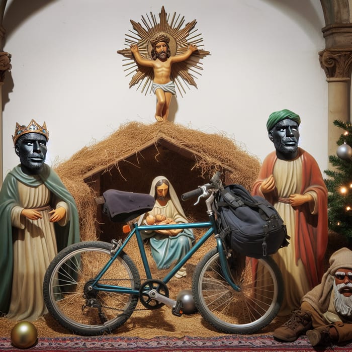 Latin American Nativity Scene with President Gabriel Boric as Wise Man