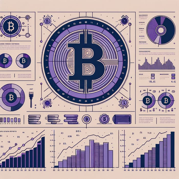 Vintage Bitcoin Price Infographic in Shades of Purple and Blue