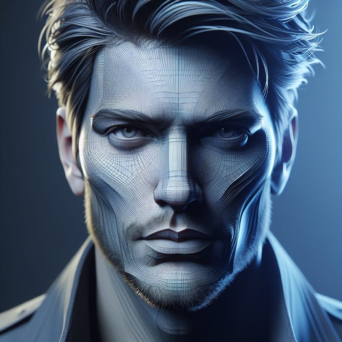 Hyperrealistic 3D Render of a Unique Male Facial Structure