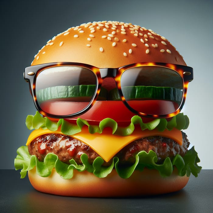 Quirky Hamburger with Stylish Glasses - Fun Food Art