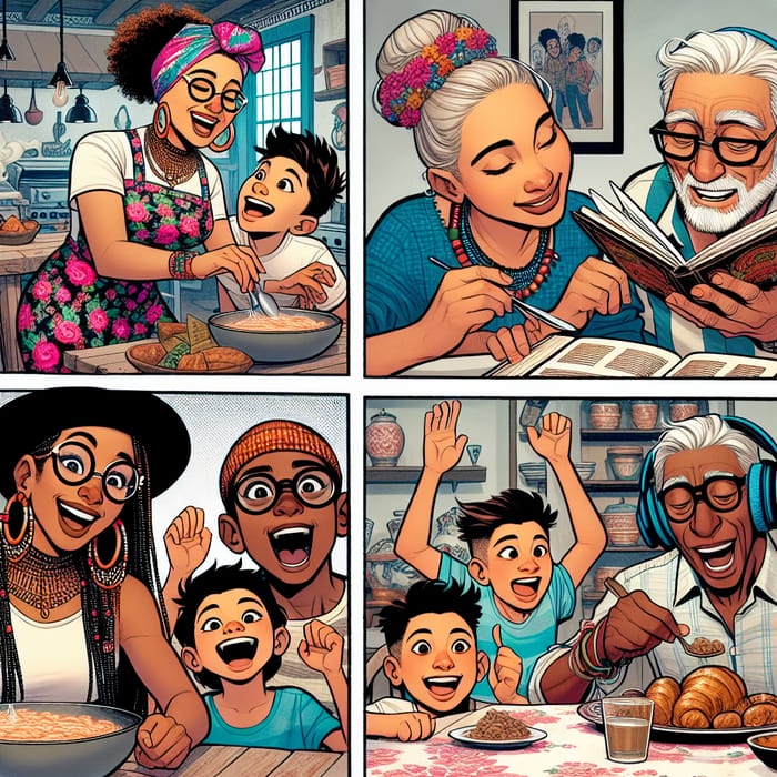Heartwarming Multi-generational Family Comic Strip