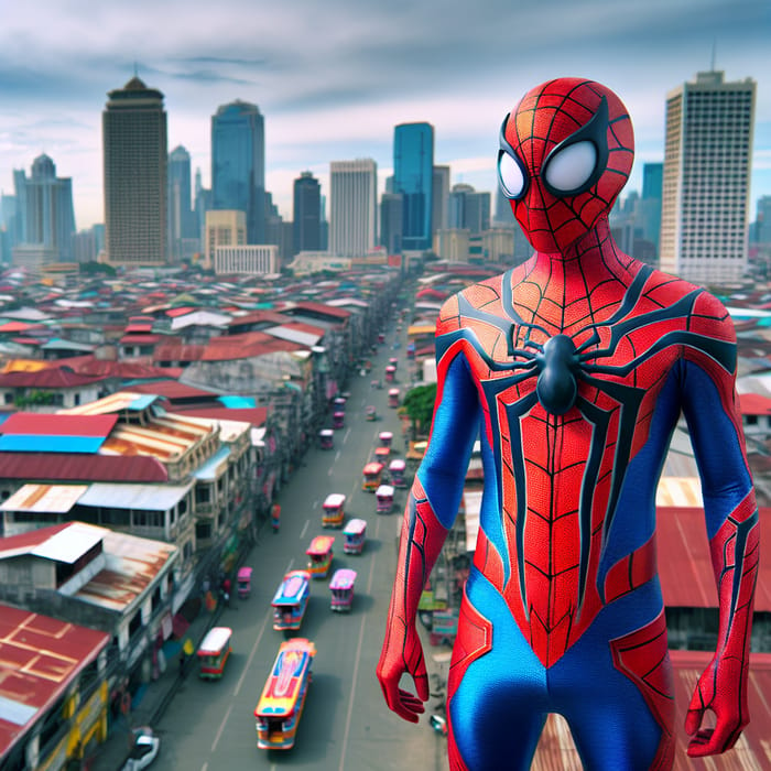 Spiderman Protecting Philippines Skyline