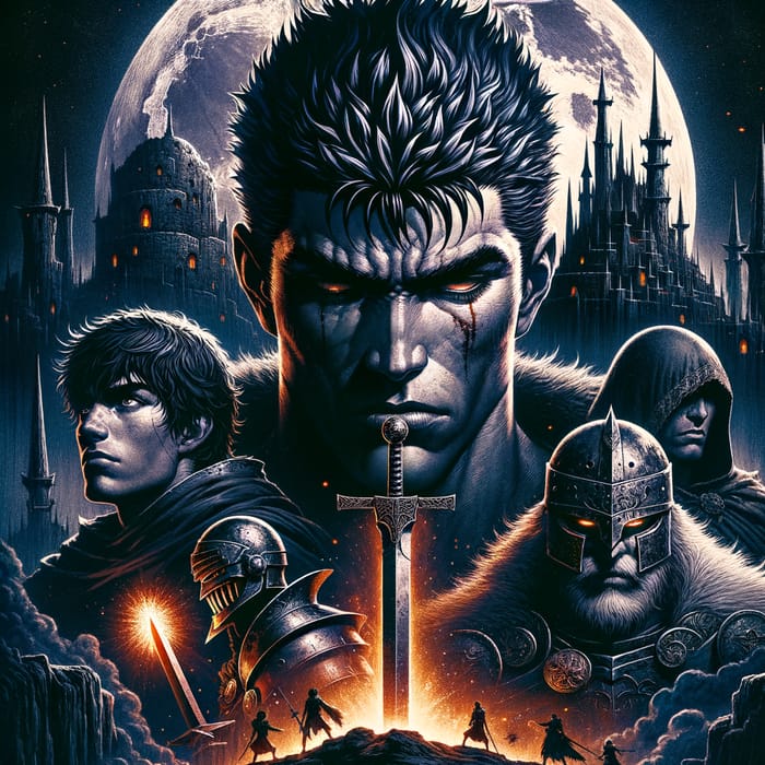 Berserk Anime Poster | Dark & Serious Style with Title Prominence
