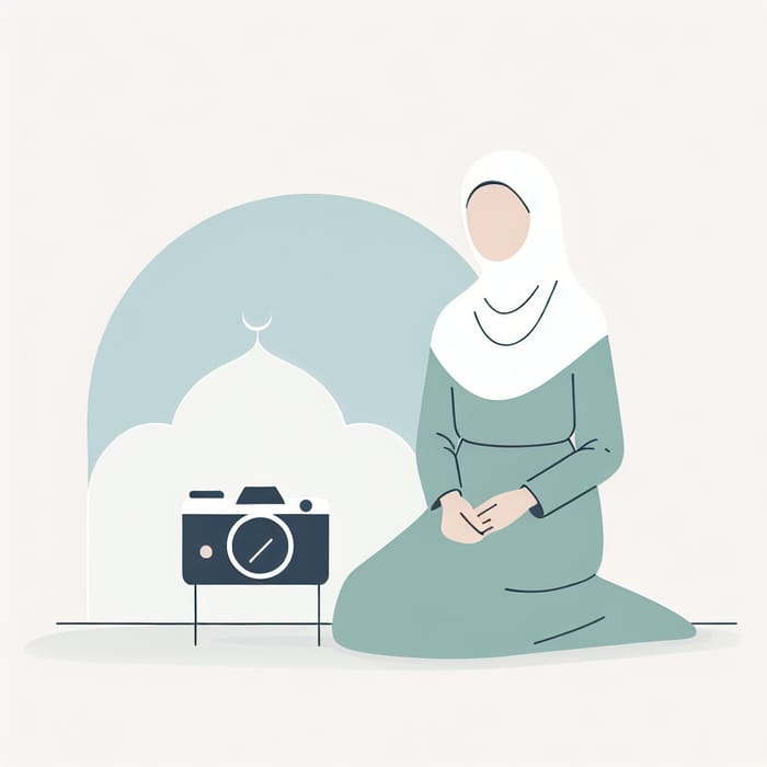 Minimalistic Vector Art of White Woman Sitting in Front of Camera