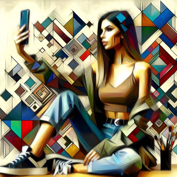 Modern Geometric Impressionist Female Influencer | Social Media Art