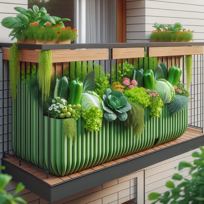 Salad Green Balcony Box Flowers in Ribbed Planter