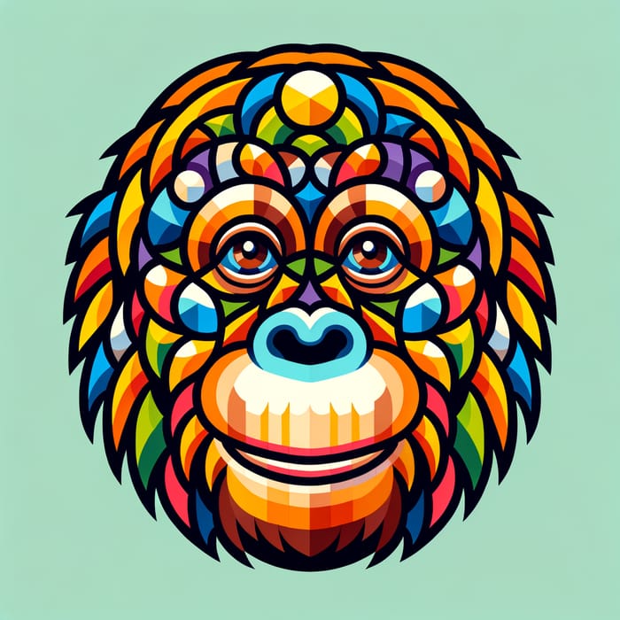 Geometric Orangutan Face WPAP Art - Colorful Portrait