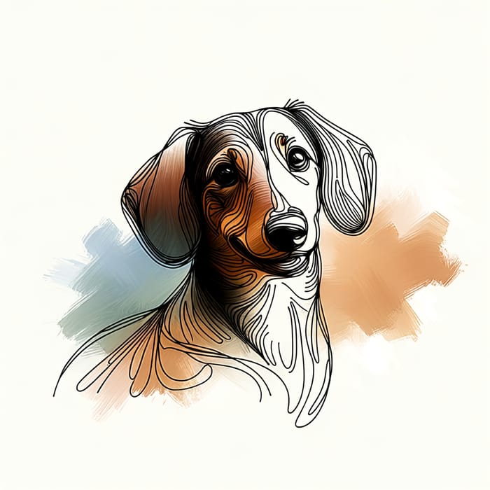 Simplistic Dachshund: Abstract Linear Design in Soft Pastels