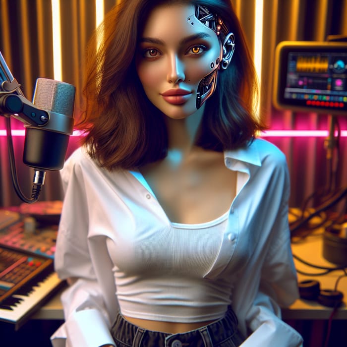 Futuristic Cyberpunk 24-Year-Old Woman with Middle-Eastern Features