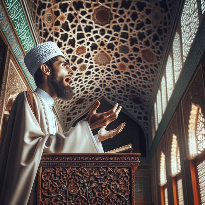 Passionate Imam Preaching - Spiritual Sermon at Mosque