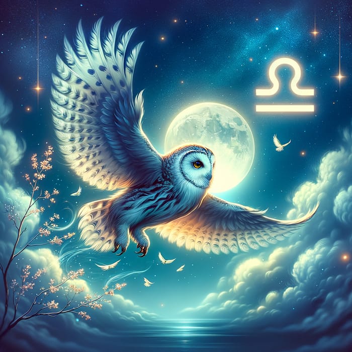Serenity in the Night Sky: Majestic Owl, Air, Libra Symbol