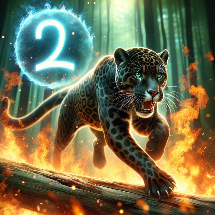 Fierce Jaguar Leaping Through Blazing Fire