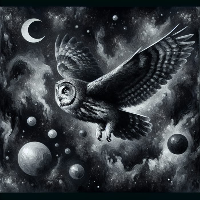 Enigmatic Owl in Celestial Night Sky | Mystical Aura and Mercury Influence
