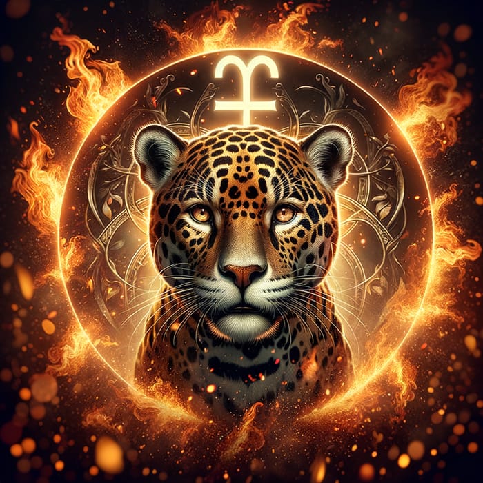 Majestic Jaguar in Fire: Symbolizing Sagittarius Wild Energy