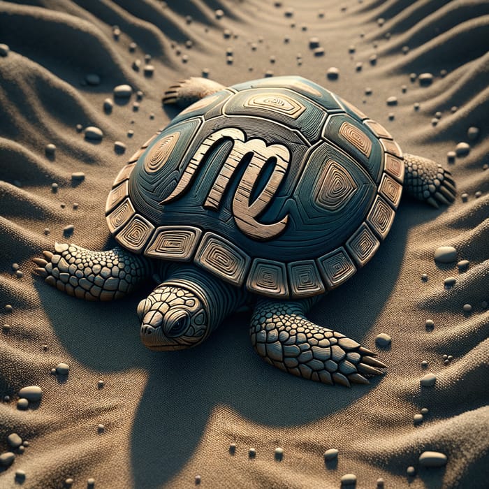 Virgo Turtle on Textured Ground | Detailed Zodiac Symbol Image