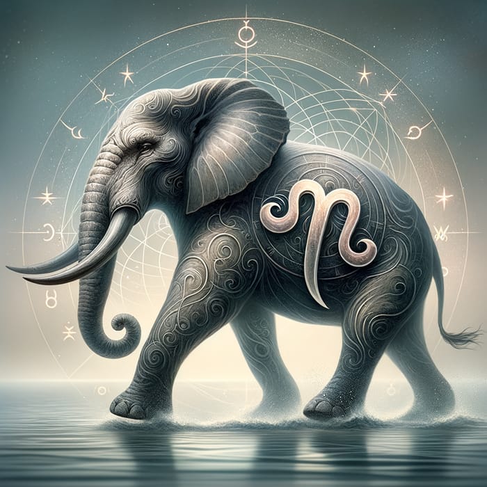 Graceful Elephant with Scorpio Symbol and Mars Image
