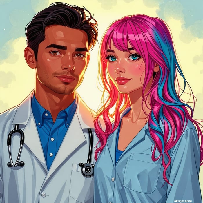 Skilled Doctor & Anime Girl - Healing Connection Art