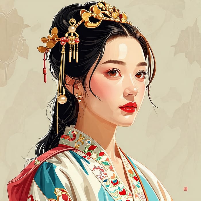 Tang Dynasty Chinese Lady Anime-Inspired Art