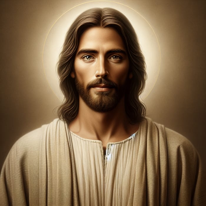 Front-Facing Image of Jesus Christ - Peaceful and Compassionate