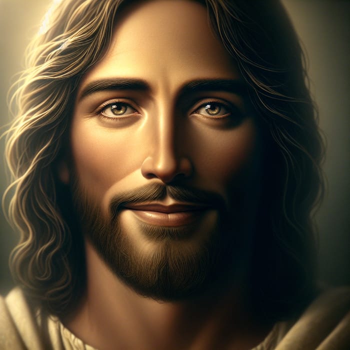 Front-Facing Smiling Jesus - Expressing Divine Serenity
