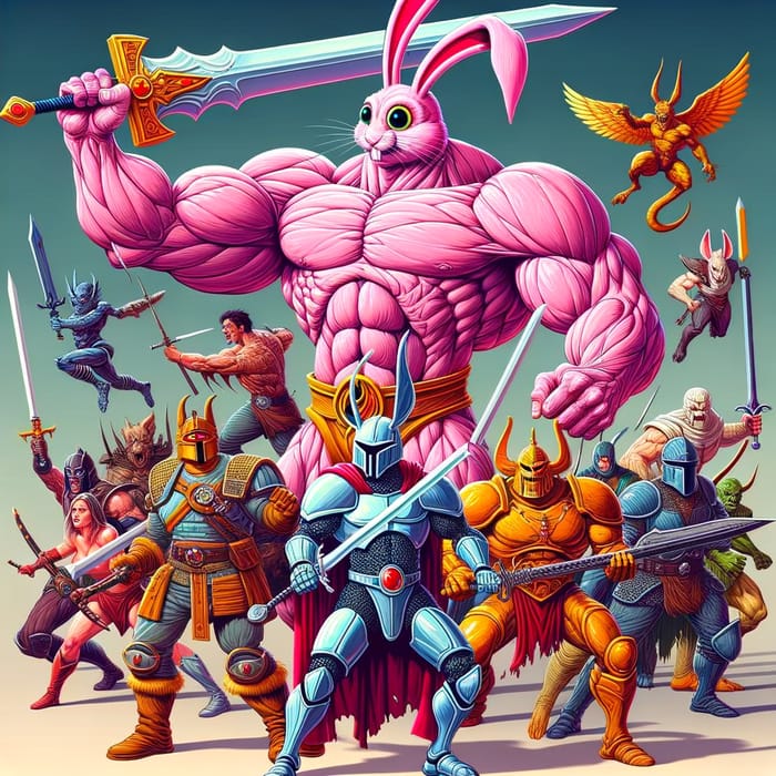 Epic Fantasy Warriors Battle in 80s Animation Style
