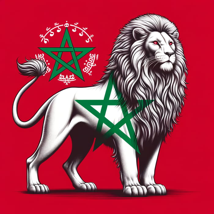 Atlas Lion with Moroccan Flag