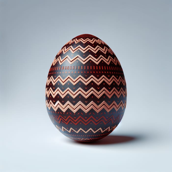 Dark Red Zigzag Easter Egg | 3D Image | White Background