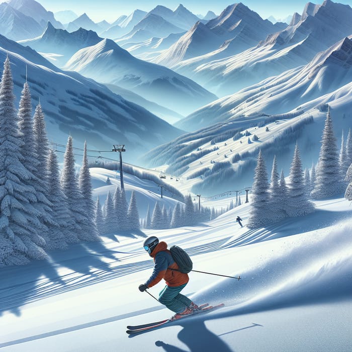 Expert Skier Gliding Through Winter Wonderland