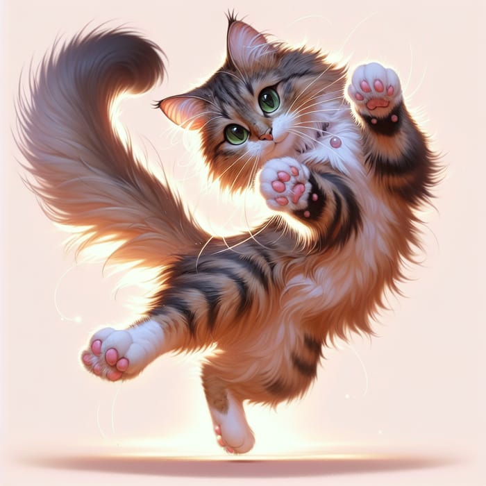 Sprightly Tabby Cat Dancing | Joyful Feline Leaping