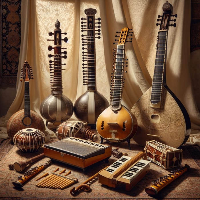 Indian Classical Instruments - Creative Display of Musical Tools
