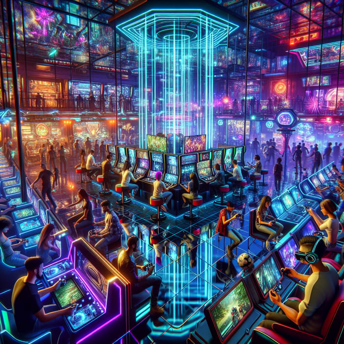 Modernistic Game Arcade | Neon-Filled Gaming Scene
