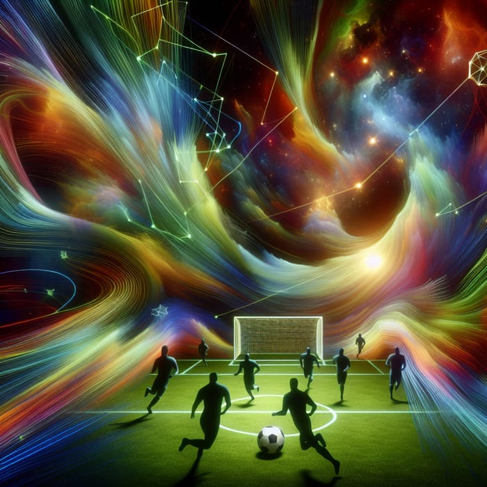 Abstract Cosmic Soccer | Multicolored Energy Amorphous Shapes