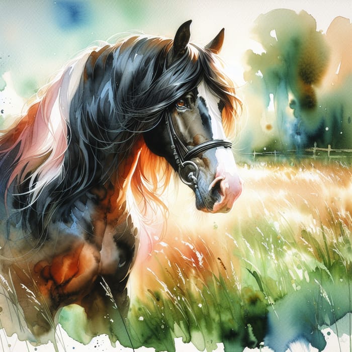 Graceful Horse in Watercolor Art