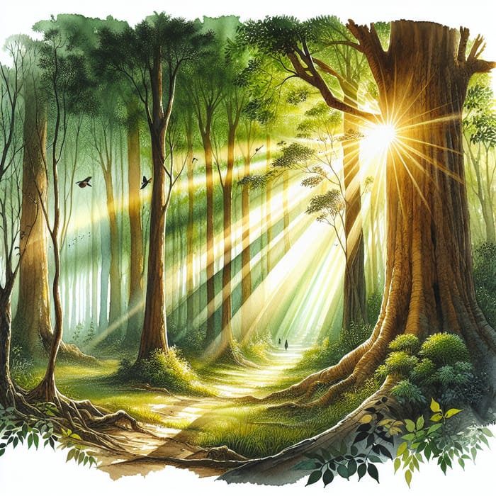 Tranquil Forest Watercolor Painting